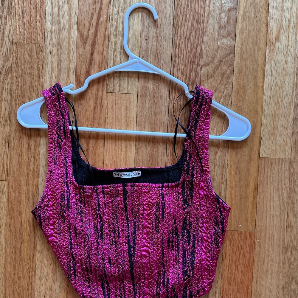 Zara Pink and Black Crop Top